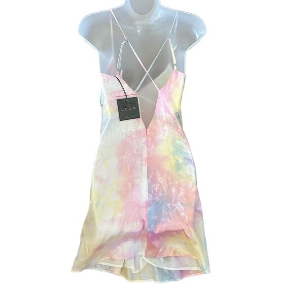 NWT Le Lis Tye Dye Pastel Sleeveless Party Boho Festival Summer Mini Dress - Picture 5 of 7
